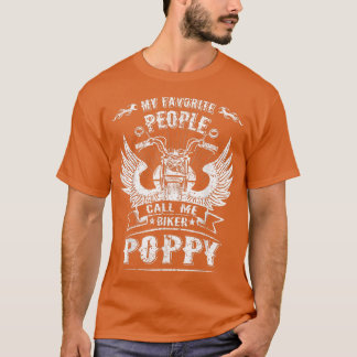 Mina favoriter kallar mig Biker Poppy Grandpa T Shirt