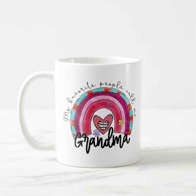 Mina favoriter kallar mig farmor Rosa Rainbow Kaffemugg (Vänster)