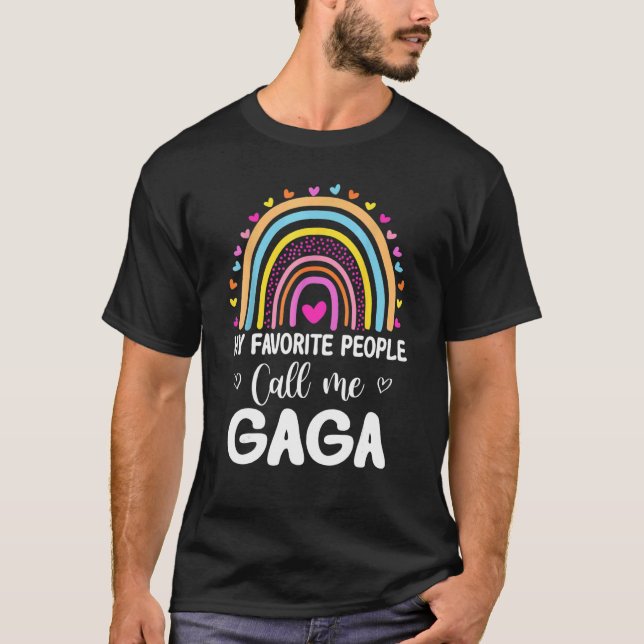 Mina favoriter kallar mig Gaga Rainbow Mor D T Shirt (Framsida)