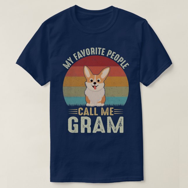Mina favoriter kallar mig Gram Cute Corgi T Shirt (Design framsida)