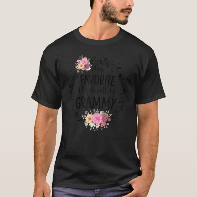 Mina favoriter kallar mig Grammy Women Flower Dec T Shirt (Framsida)