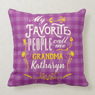 Mina favoriter kallar mig Grandma Lila Gingham Kudde