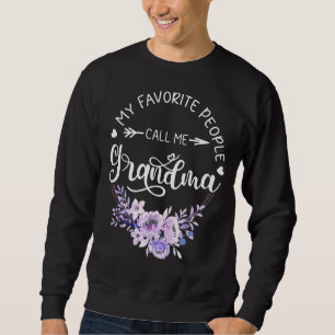Mina favoriter kallar mig Grandma Women Blommigt G Lång Ärmad Tröja