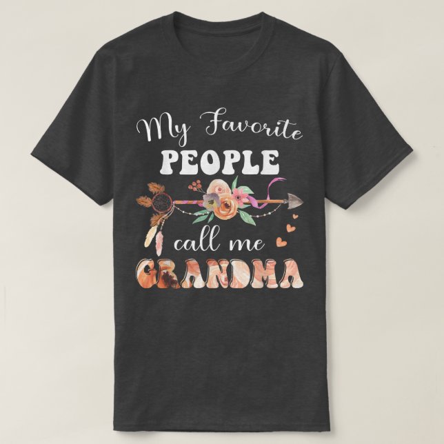 Mina favoriter kallar mig Grandma Women Blommigt G T Shirt (Design framsida)