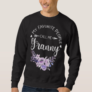 Mina favoriter kallar mig Granny Women Blommigt Gr Lång Ärmad Tröja