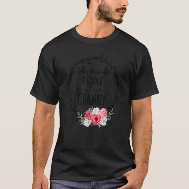 Mina favoriter kallar mig Granny Women Blommigt Gr T Shirt (Framsida)