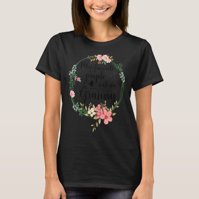Mina favoriter kallar mig Granny Women Blommigt Gr T Shirt (Framsida)