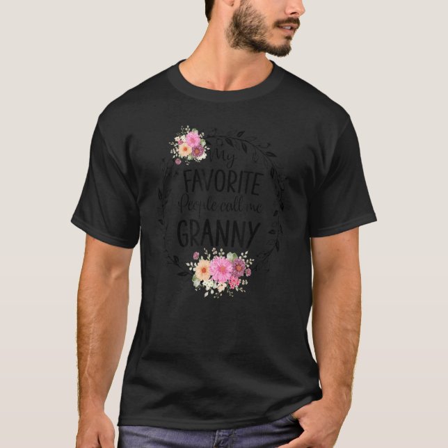 Mina favoriter kallar mig Granny Women Flower Dec T Shirt (Framsida)