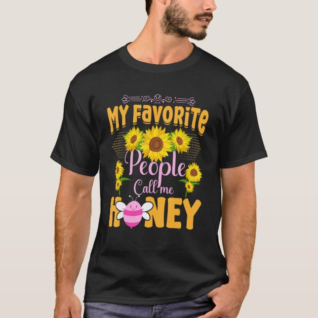 Mina favoriter kallar mig Honungsblommor Bee T Shirt (Framsida)
