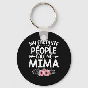 Mina favoriter kallar mig Mima Cute Rosa Blommigt Nyckelring