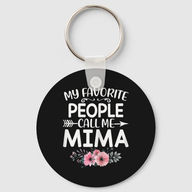 Mina favoriter kallar mig Mima Cute Rosa Blommigt  Nyckelring (Framsida)