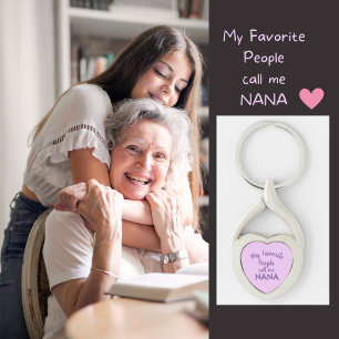 Mina favoriter kallar mig Nana Lila Heart Twisted Heart Silverfärgad Nyckelring