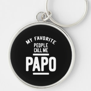 Mina favoriter kallar mig Papo Far Gift Rund Silverfärgad Nyckelring