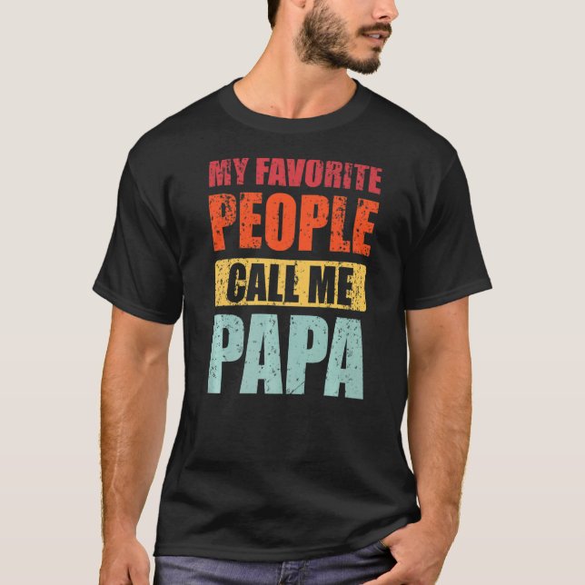 Mina favoriter kallar mig Pappa Retro Pappa Far T Shirt (Framsida)