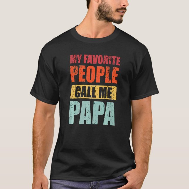 Mina favoriter kallar mig Pappa Retro Pappa Far T Shirt (Framsida)