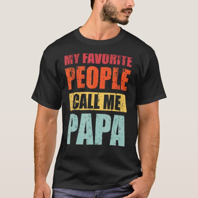 Mina favoriter kallar mig Pappa Retro Pappa Far T Shirt (Framsida)