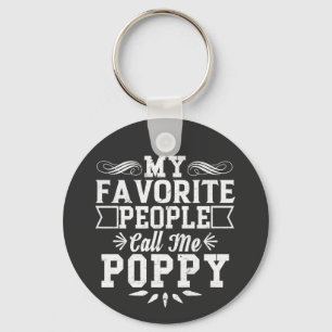 Mina favoriter kallar mig Poppy Fars dag Gift Nyckelring