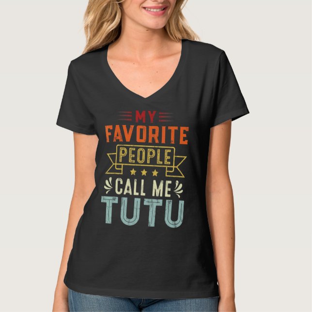 Mina favoriter kallar mig Tutu Retro Mor Da T Shirt (Framsida)