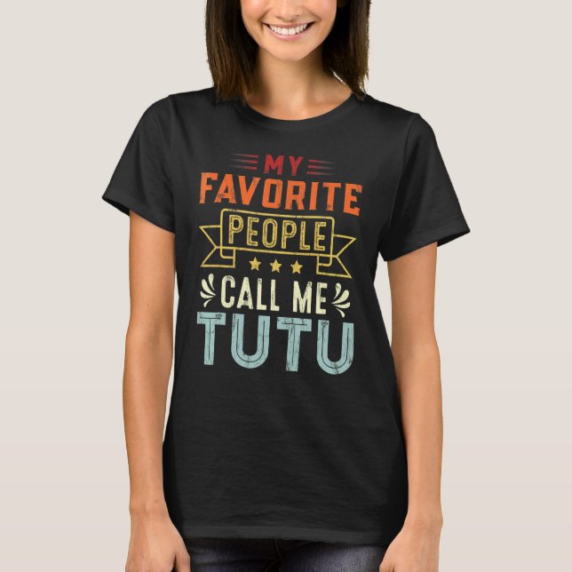 Mina favoriter kallar mig Tutu Retro Mor Da T Shirt (Framsida)