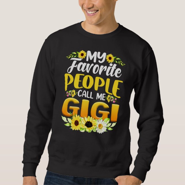 Mina favoritfolk kallar mig Gigi SunBlom Mor Lång Ärmad Tröja (Framsida)
