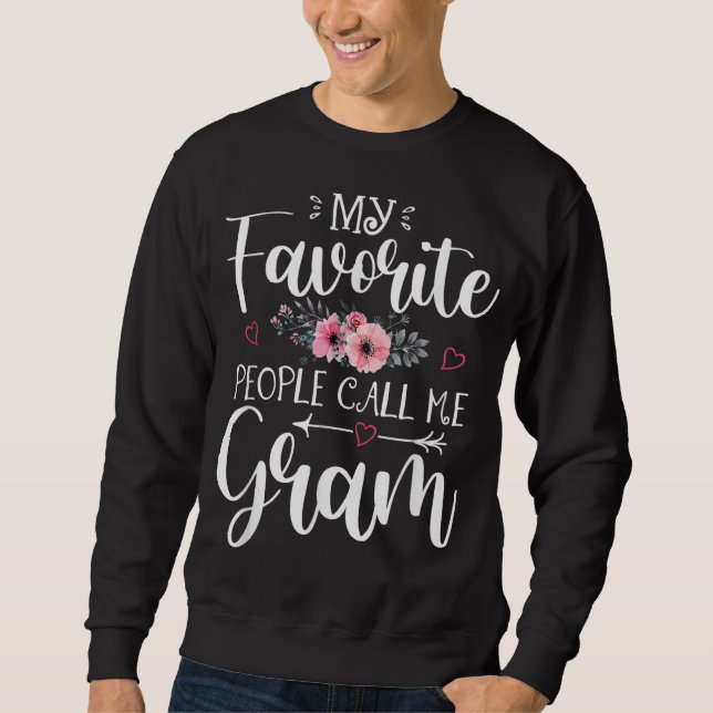 Mina favoritfolk kallar mig Gram Blommigt Mor Da Lång Ärmad Tröja (Framsida)