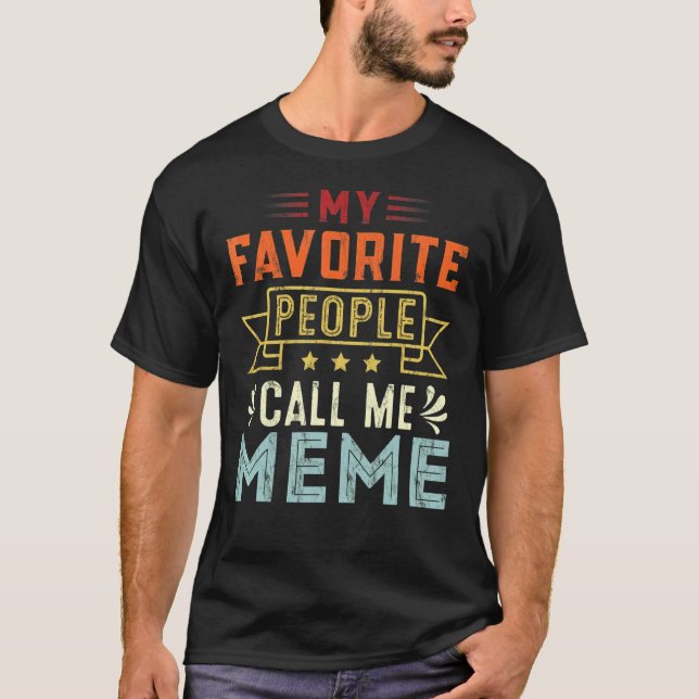 Mina favoritfolk kallar mig Meme Retro Mor Da T Shirt (Framsida)