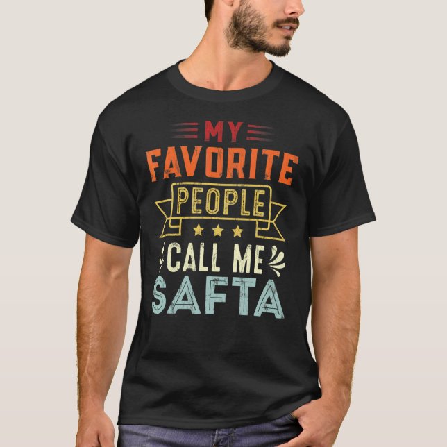 Mina favoritfolk kallar mig Safta Retro Mor T Shirt (Framsida)
