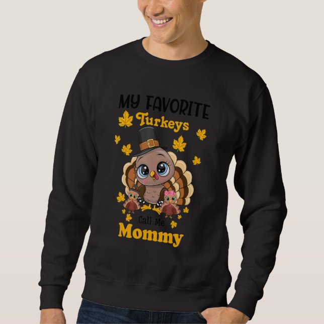 Mina favoritkalkoner kallar mig Mamma Matching Tha Lång Ärmad Tröja (Framsida)