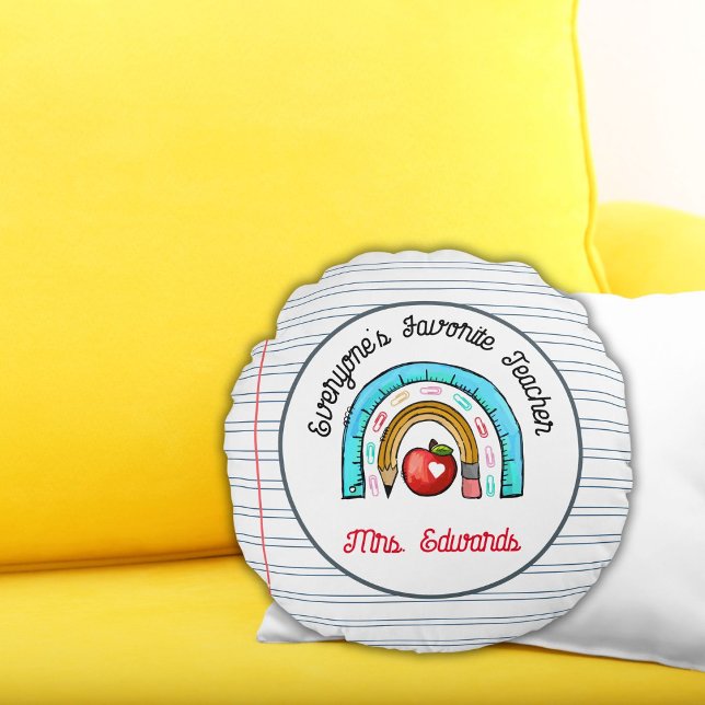 Mina favoritlärare, julregn rund kudde (Skapare uppladdad)