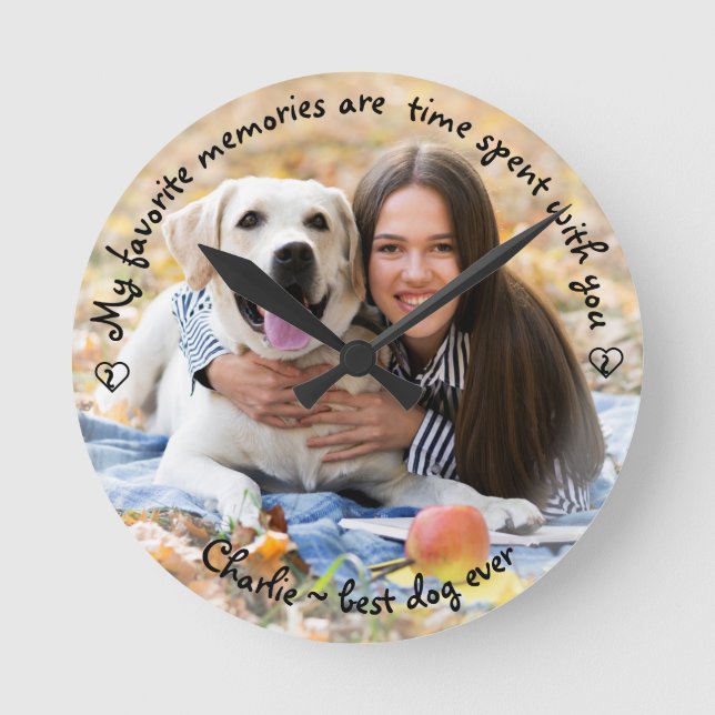 Mina favoritminnen Hund Photo Best-Hund någonsin Rund Klocka (Framsida)