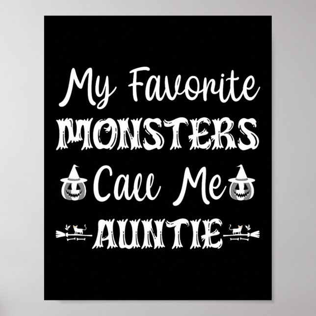 Mina favoritmonster kallar mig Auntie Funny Cat Mo Poster (Framsidan)