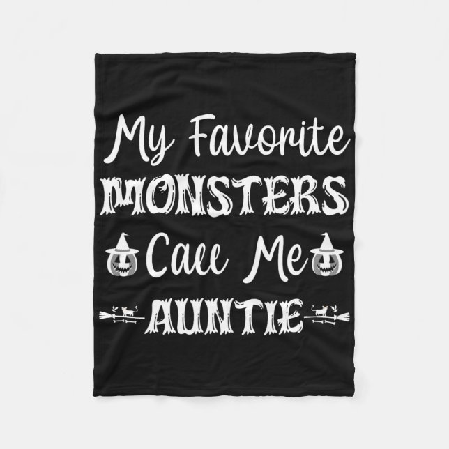 Mina favoritmonster kallar mig Auntie Roligt Cat M Fleecefilt (Framsidan)