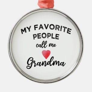 Mina Favoritpersoner Kallar Mig Mormor hjärta barn Julgransprydnad Metall