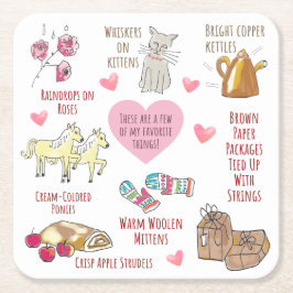 Mina favoritregn i Sak, handritade regndroppar på Underlägg Papper Kvadrat