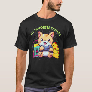 Mina Favoritsaker Spelande Katt Tacos 80-Tals Spel T Shirt
