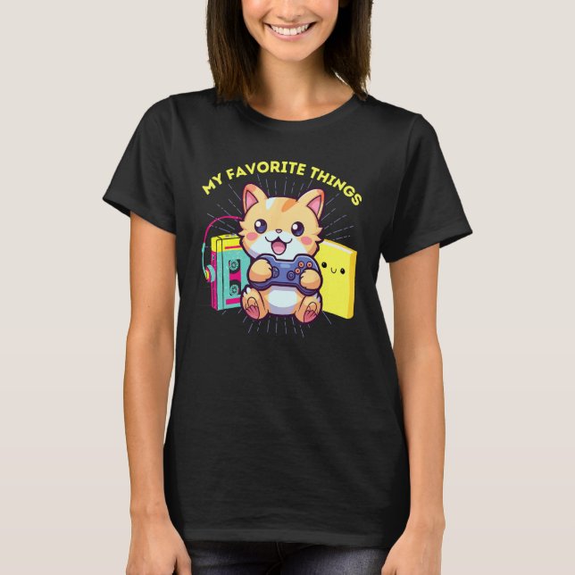 Mina Favoritsaker Spelande Katter Böcker & 80-Tale T Shirt (Framsida)