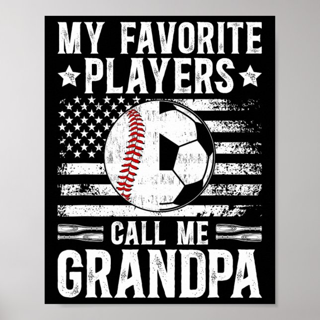 Mina Favoritspelare Kallar Mig Farfar Fotboll Base Poster (Framsidan)