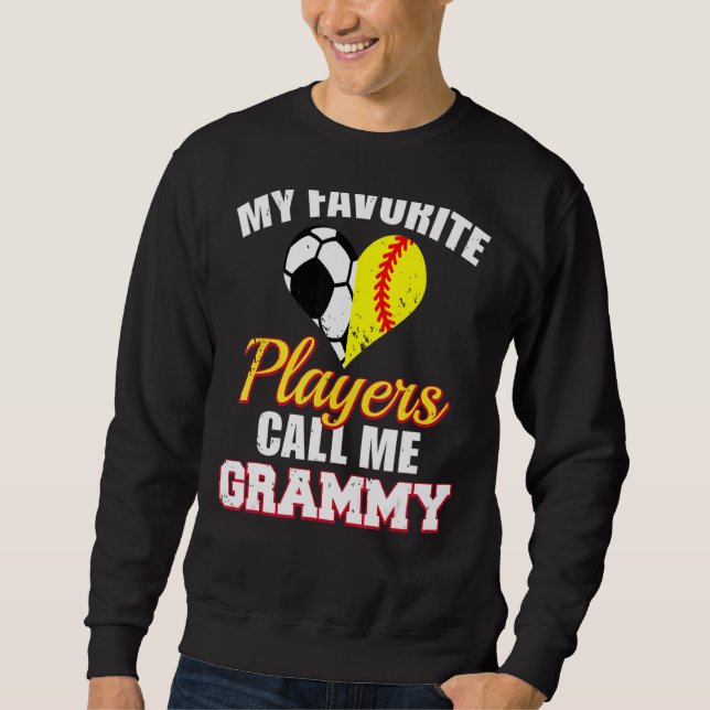 Mina favoritspelare kallar mig Grammy Softball Lång Ärmad Tröja (Framsida)