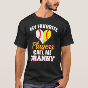 Mina favoritspelare kallar mig Granny Baseball Sof T Shirt