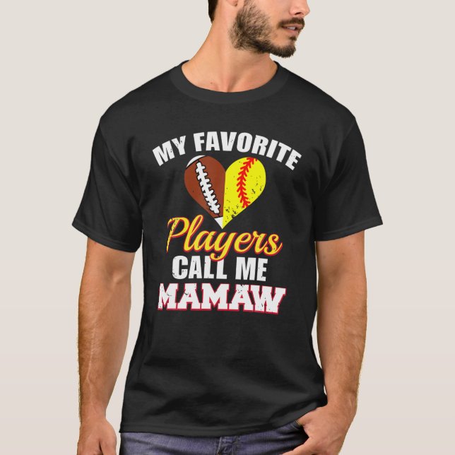 Mina favoritspelare kallar mig Mamaw Football Soft T Shirt (Framsida)