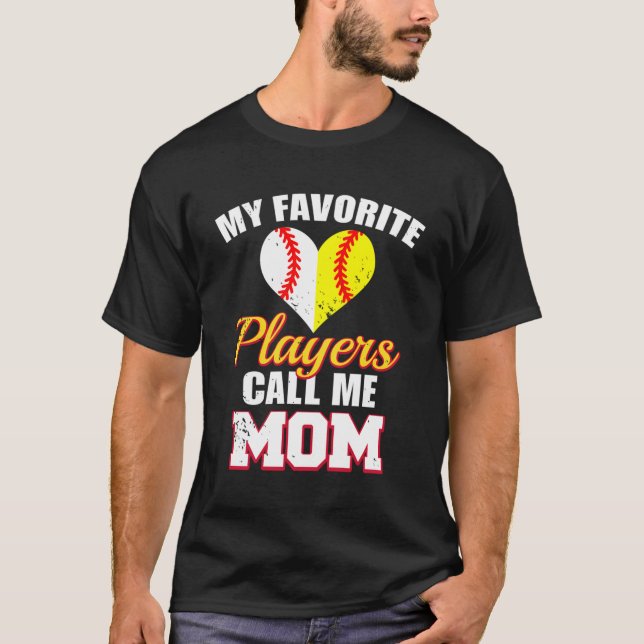 Mina favoritspelare kallar mig Mamma Baseball Soft T Shirt (Framsida)