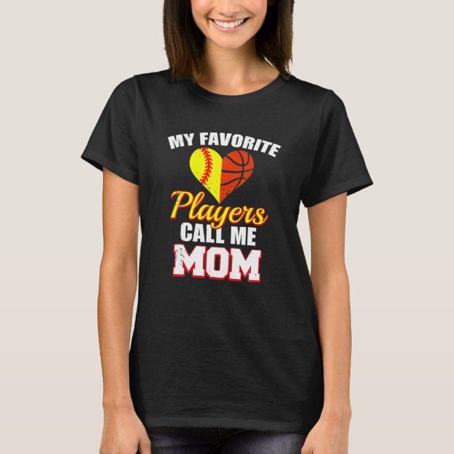 Mina favoritspelare kallar mig Mamma Softball T Shirt (Framsida)