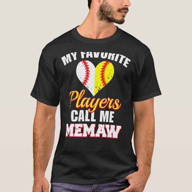 Mina favoritspelare kallar mig Memaw Baseball Soft T Shirt (Framsida)