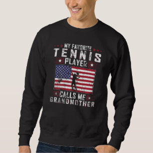 Mina favorittennis-spelare kallar mig mormor lång ärmad tröja