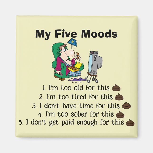 Mina fem Moods Magnet (Framsidan)
