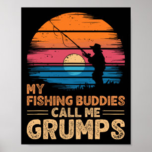 Mina fiskedagar kallar mig Grumps Retro Vintage Gr Poster