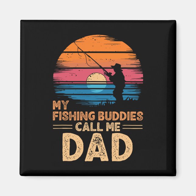 Mina fiskekompisar kallar mig pappa retro vintage  magnet (Framsidan)