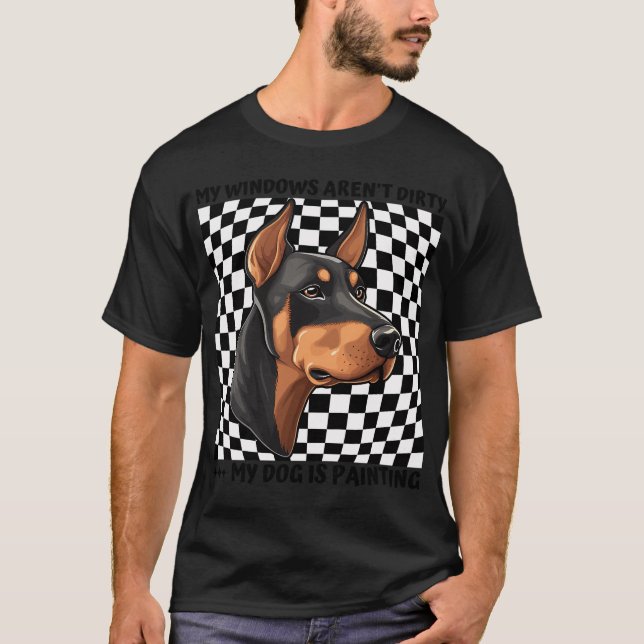 Mina fönster är inte smutsiga min hund målar rolig t shirt (Framsida)