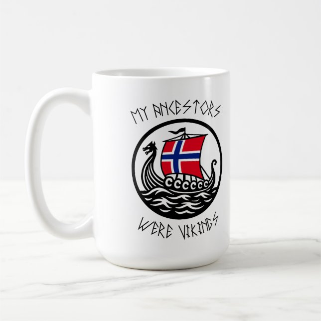 Mina förfäder var vikingar | Norsk flagga Kaffemugg (Vänster)