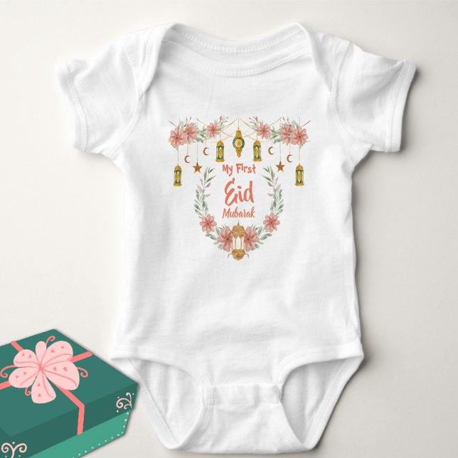 Mina första Eid Mubarak Cute Flowers Lamp Måne Sta T Shirt (Skapare uppladdad)